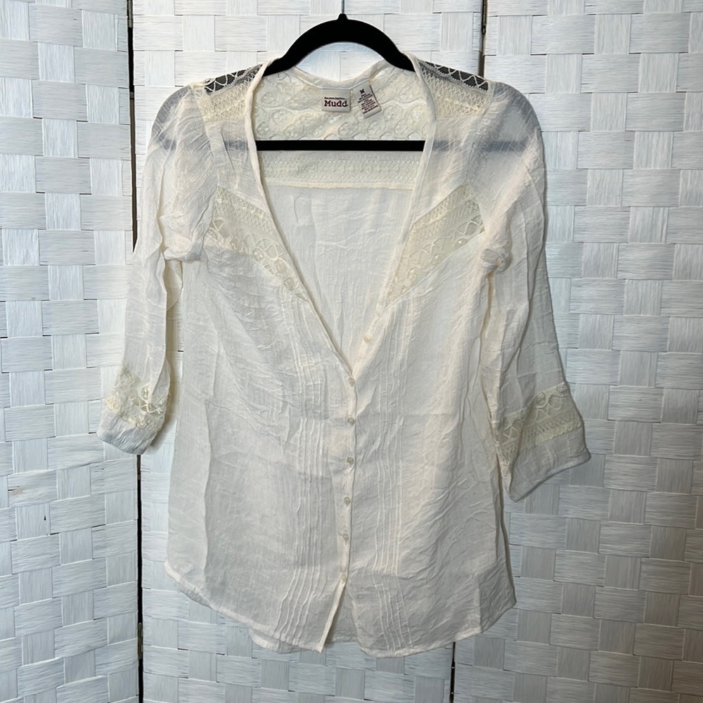 JUNIORS Mudd ivory blouse size M
